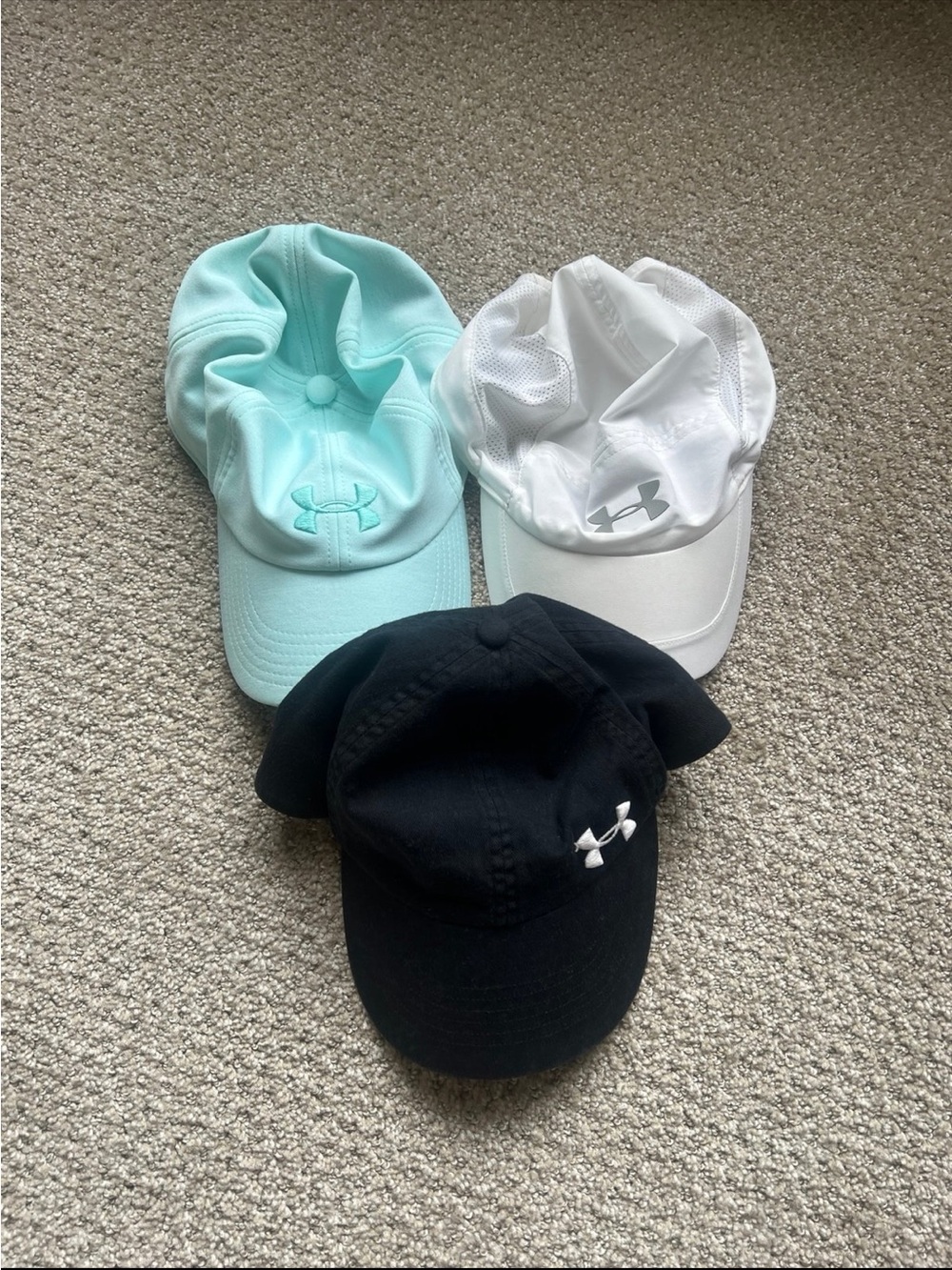 Under Armour 3-Pack Caps in Mint, White & Black
